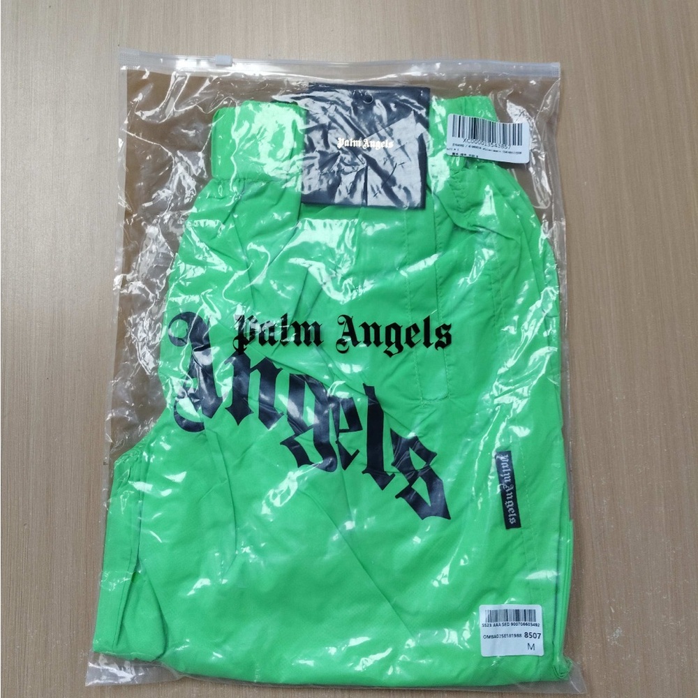 Palm Angels Neon Green Tee with Black Logo